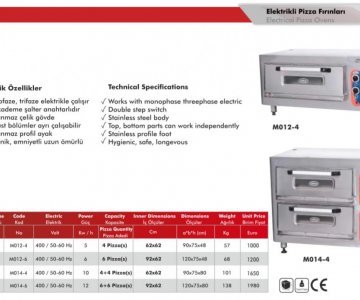 4+4Lü Pizza Fırını Elektrikli